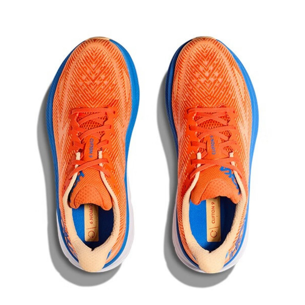 HOKA ONE ONE Clifton 9 Orange blue trendy men's and women's running shoes and training shoes