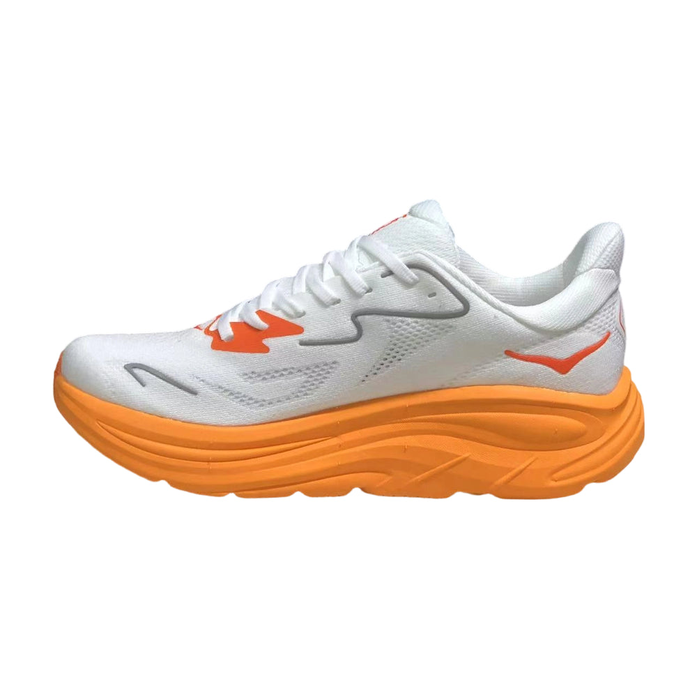 HOKA ONE ONE Clifton 10 Comfortable and breathable Men's and Women's Running Shoes Training Shoes - White-orange