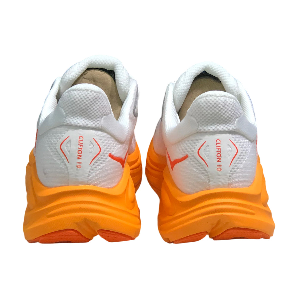 HOKA ONE ONE Clifton 10 Comfortable and breathable Men's and Women's Running Shoes Training Shoes - White-orange