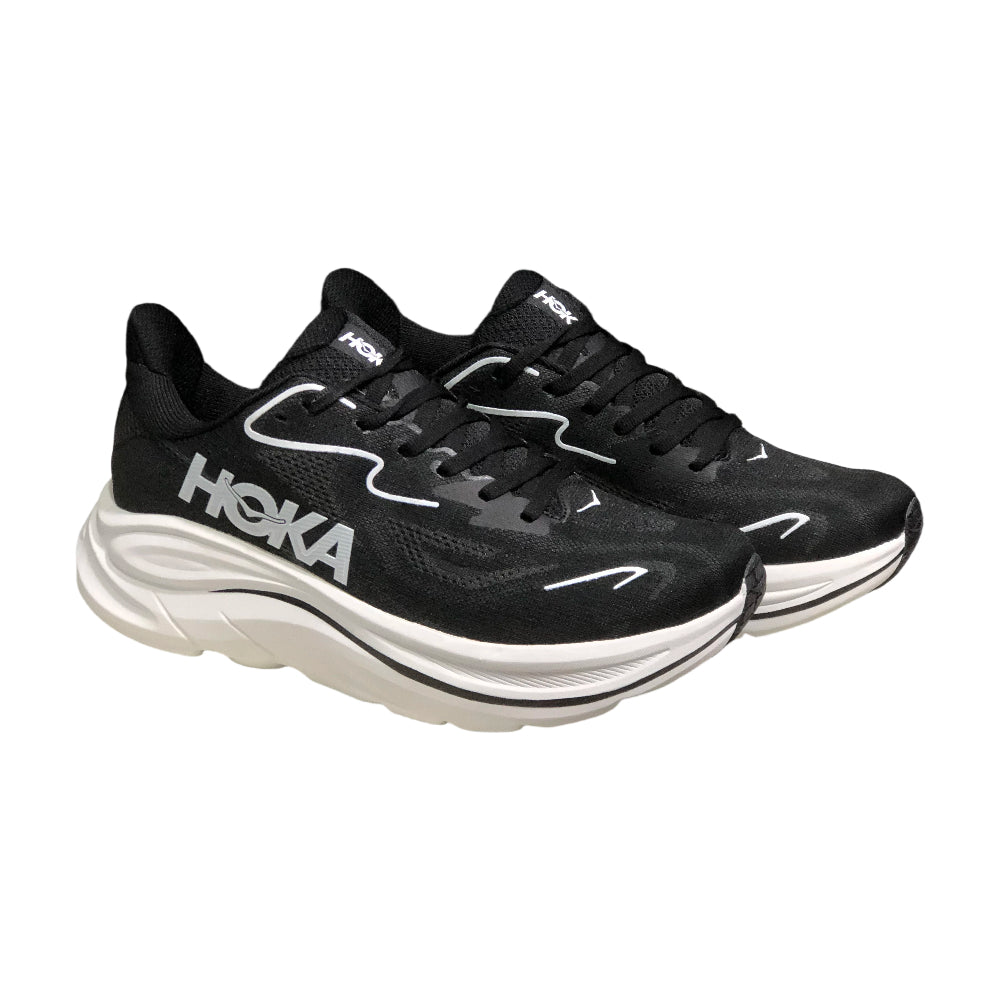 HOKA ONE ONE Clifton 10 Black-white Men's and Women's Running Shoes Outdoor Cushioned Training Shoes
