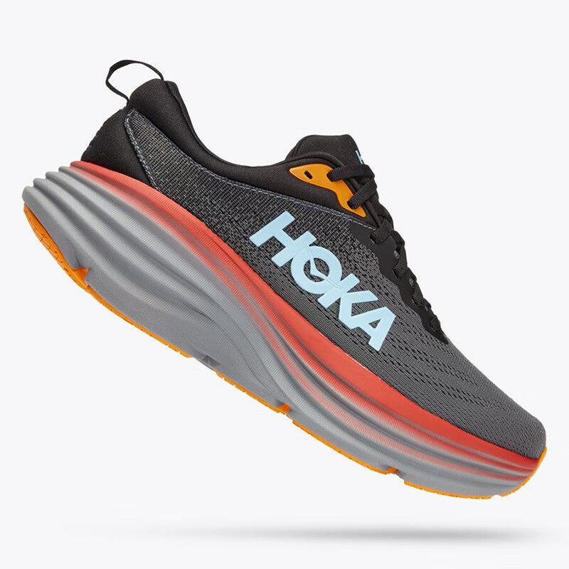 HOKA ONE ONE Bondi 8 Black-gray trendy lightweight men's and women's running shoes training shoes
