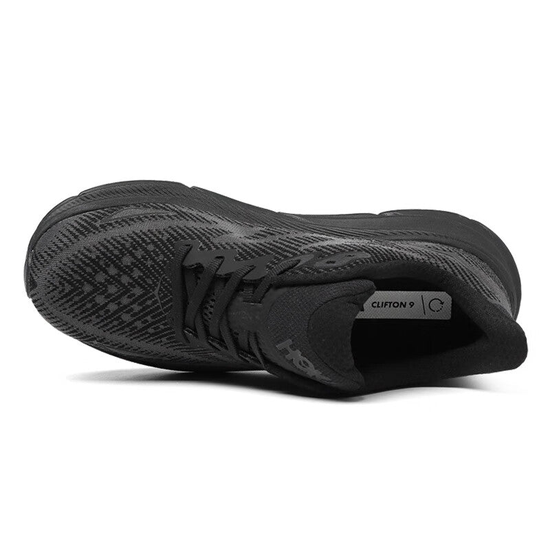 HOKA ONE ONE Clifton 9 Pure black non-slip men's and women's running shoes and training shoes