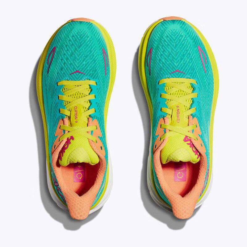 HOKA ONE ONE Clifton 9 Yellow green comfortable breathable running shoes training shoes for men and women